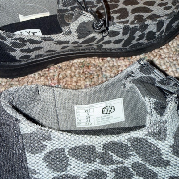 Hey Dude Leopard Print Wally Slip-On Shoes - Black & Gray - Picture 3 of 4